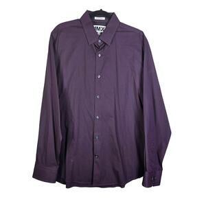 Express Shirt Mens XL 17 Eggplant Purple Long Sleeve Date Wedding Guest Prom